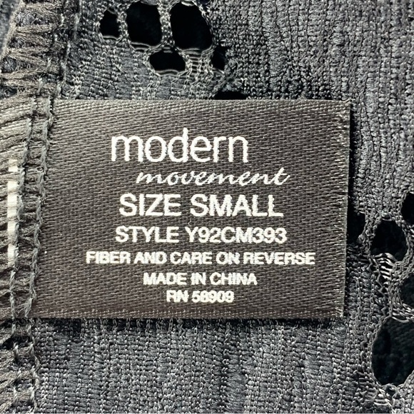 Black Lace Short Sleeve Blouse Stretch Small Goth Glam Modern Movement - Picture 7 of 8